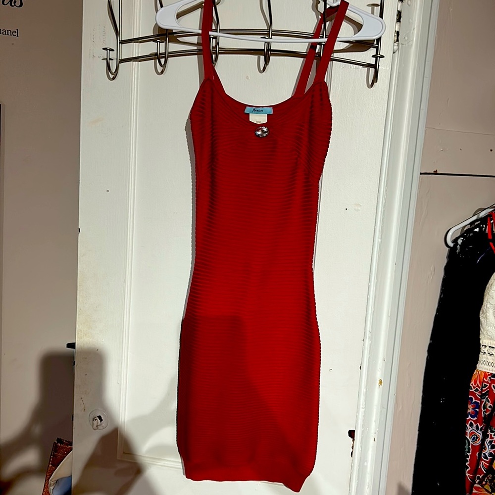 Marciano diamond body-con red dress
